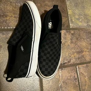 Vans Asher slip on checkered sneaker boys 6